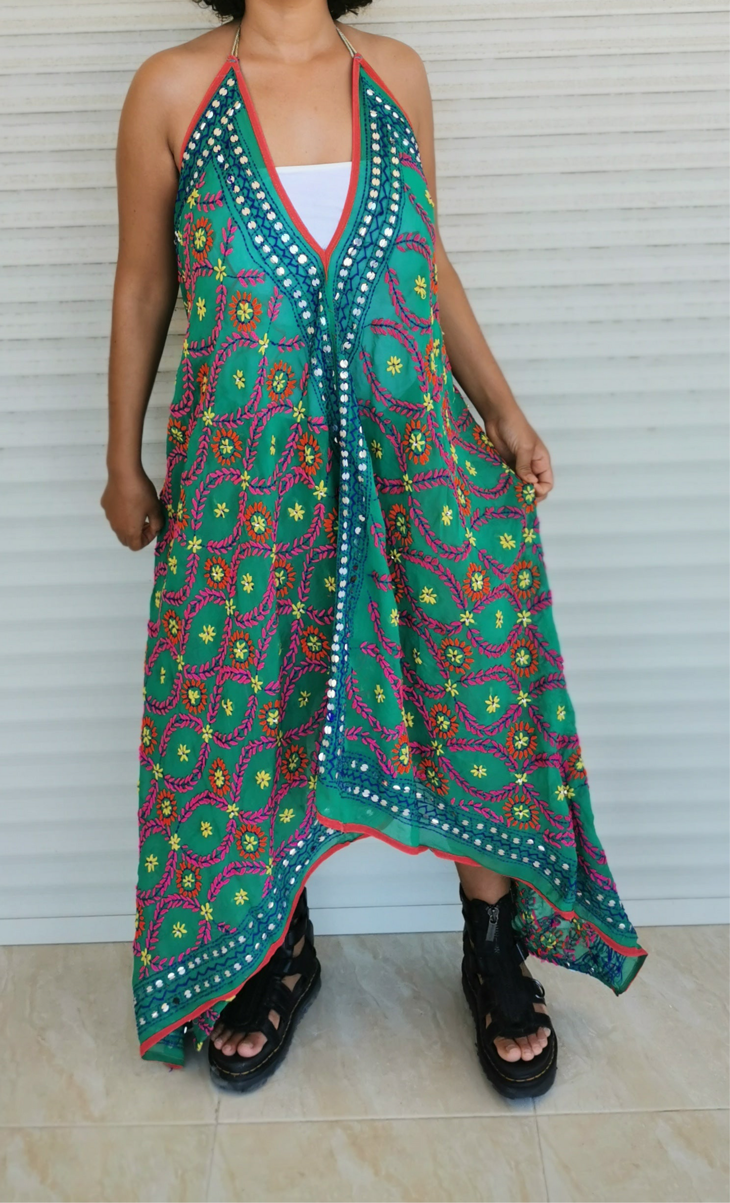 Jana Hand Embroidered Backless Dress