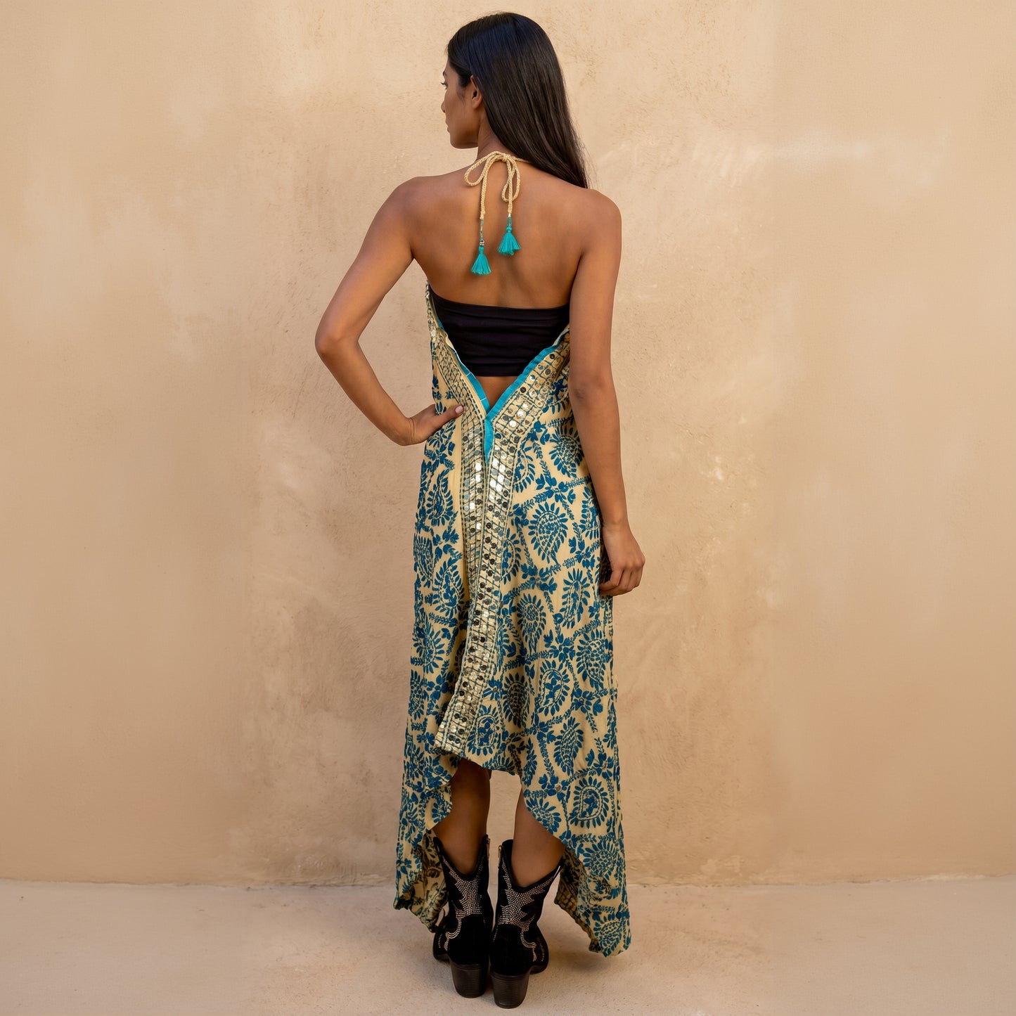 Iris Hand Embroidered Backless Dress
