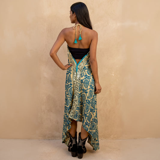Iris Hand Embroidered Backless Dress