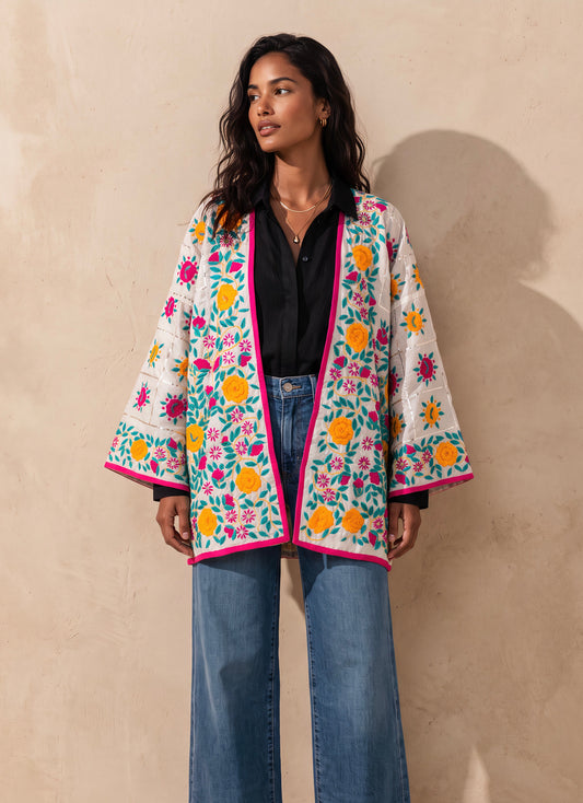 The Artisan Silk Cardigan| White