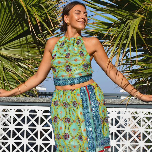 Luna Embroidered Top and Skirt Set