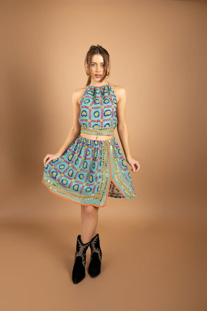 Luna Embroidered Top and Skirt Set