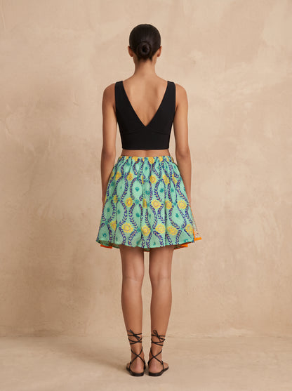 Hand-Embroidered Mini Skirt Mint