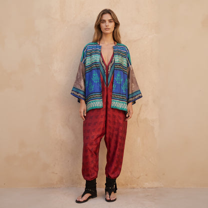 Carmen Backless Silk Jumpsuit And Jacket Set