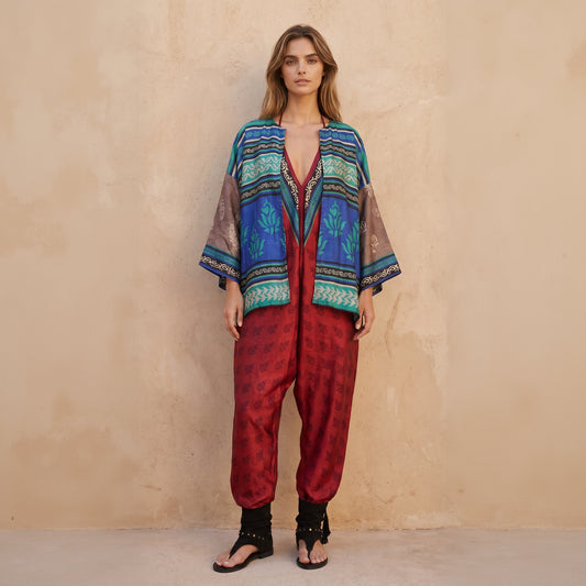 Carmen Backless Silk Jumpsuit And Jacket Set