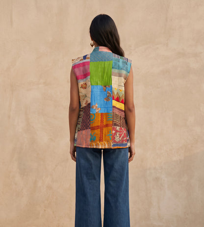 The Reversible Artisan Silk Jacket| Orange Blossom Back