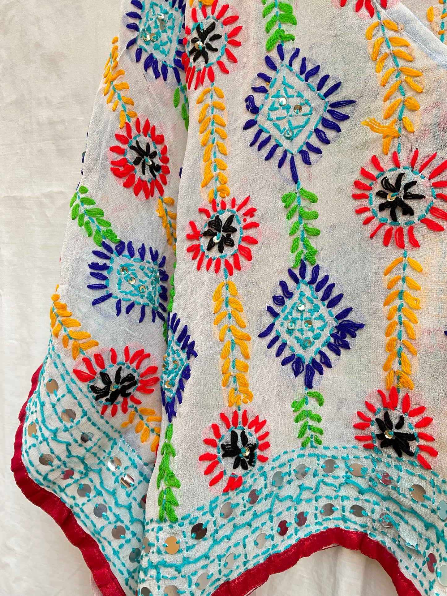 Azmiralda Hand Embroidered Top| Sky White