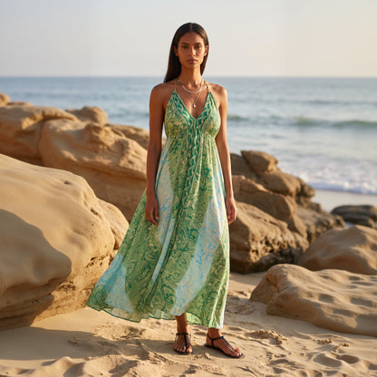 The Serenity Silk Dress Green