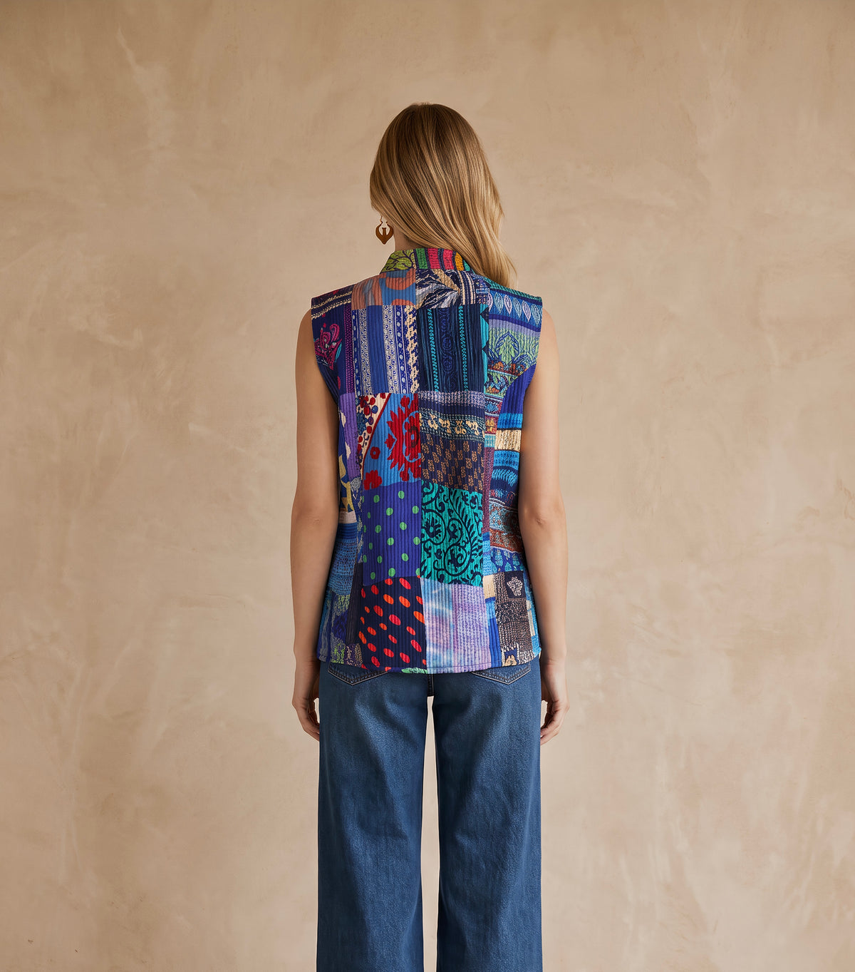 The Reversible Artisan Silk Jacket| Navy Blue Back