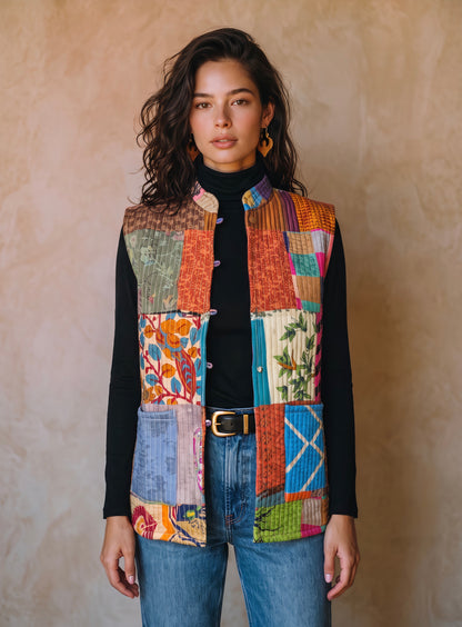 The Reversible Artisan Silk Jacket| Blue Back