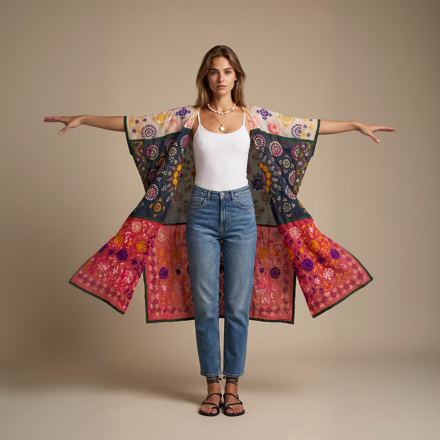 Tara Embroidered Kaftan Kimono