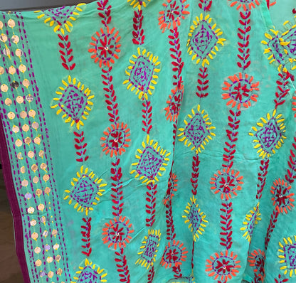 Azmiralda Hand Embroidered Top| Mint Green