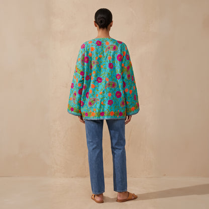 The Artisan Cardigan| Silk Turquoise
