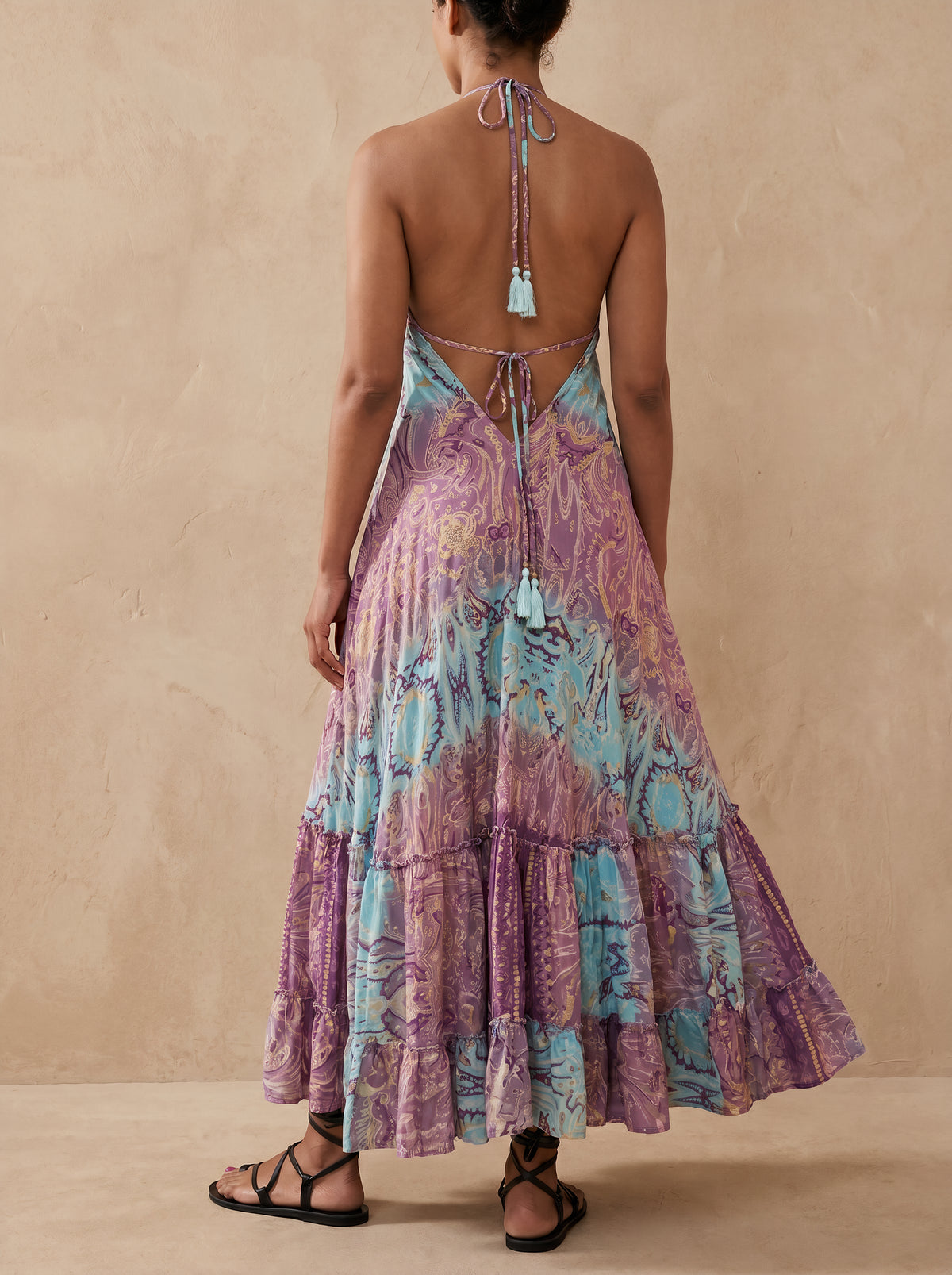 Maya Silk Backless Dress|Purple