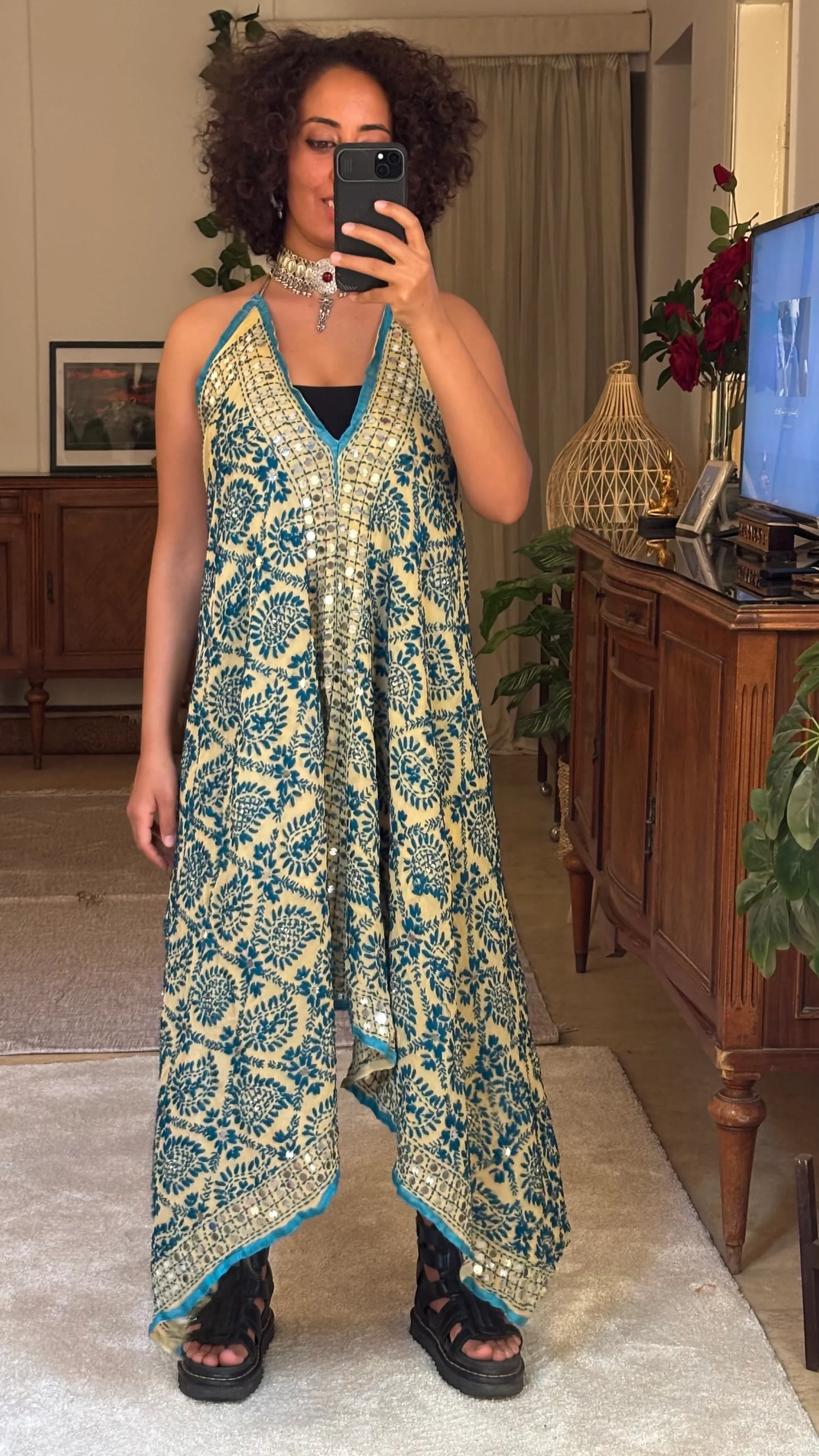 Iris Hand Embroidered Backless Dress