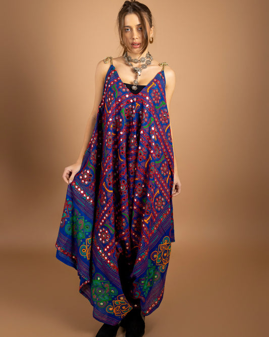 Rajkumari Mirror Embroidered Jumpsuit In Royal Blue