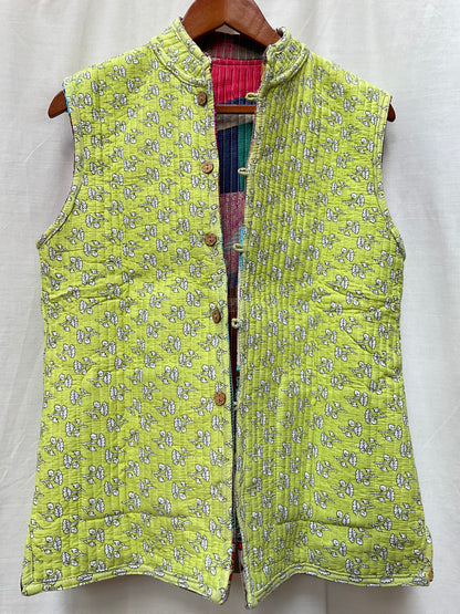 The Reversible Artisan Silk Jacket| Light Green Back