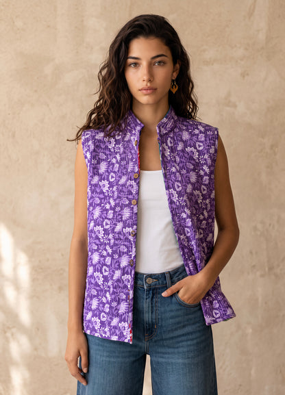 The Reversible Artisan Cotton Jacket| Purple Back