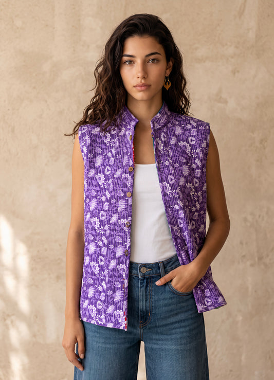 The Reversible Artisan Cotton Jacket| Purple Back