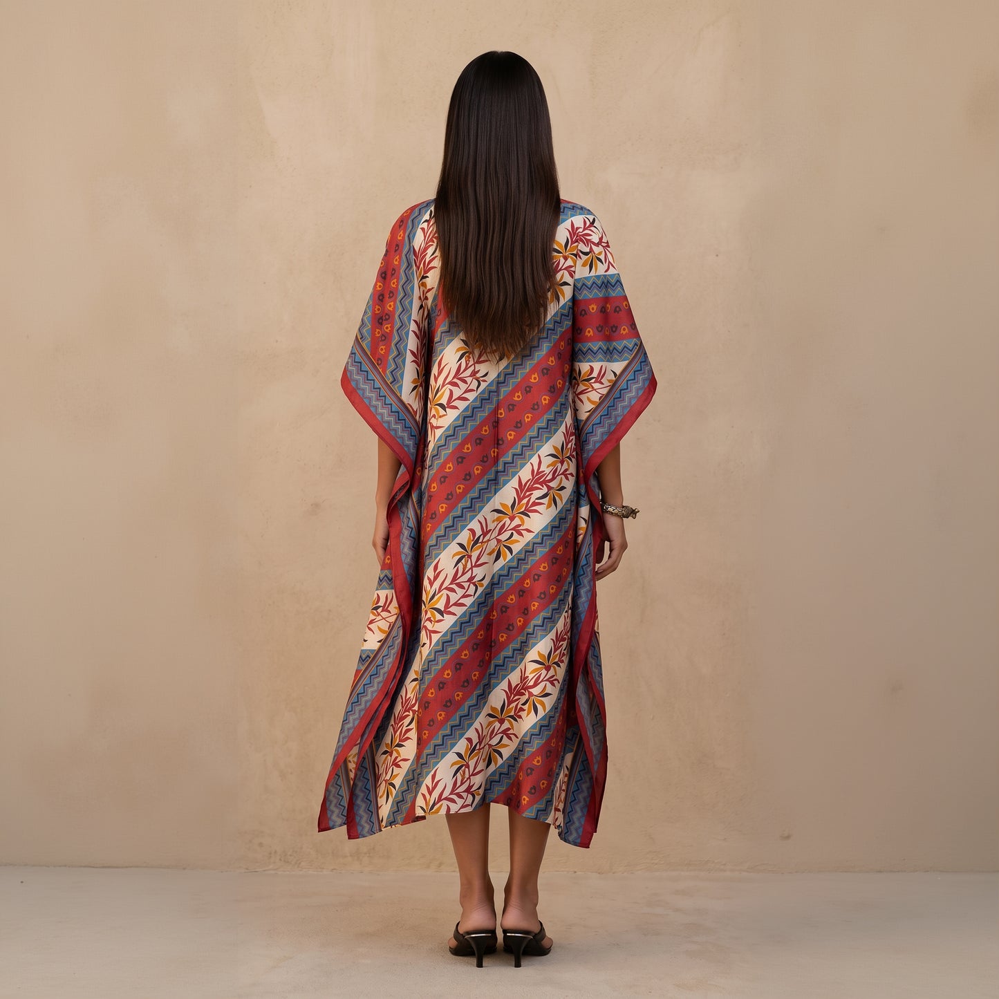 Ishtar Embroidered Silk Kaftan Dress