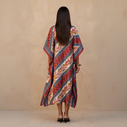 Ishtar Embroidered Silk Kaftan Dress