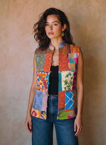 The Reversible Artisan Silk Jacket| Blue Back