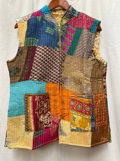 The Reversible Artisan Silk Jacket| Orange Blossom Back