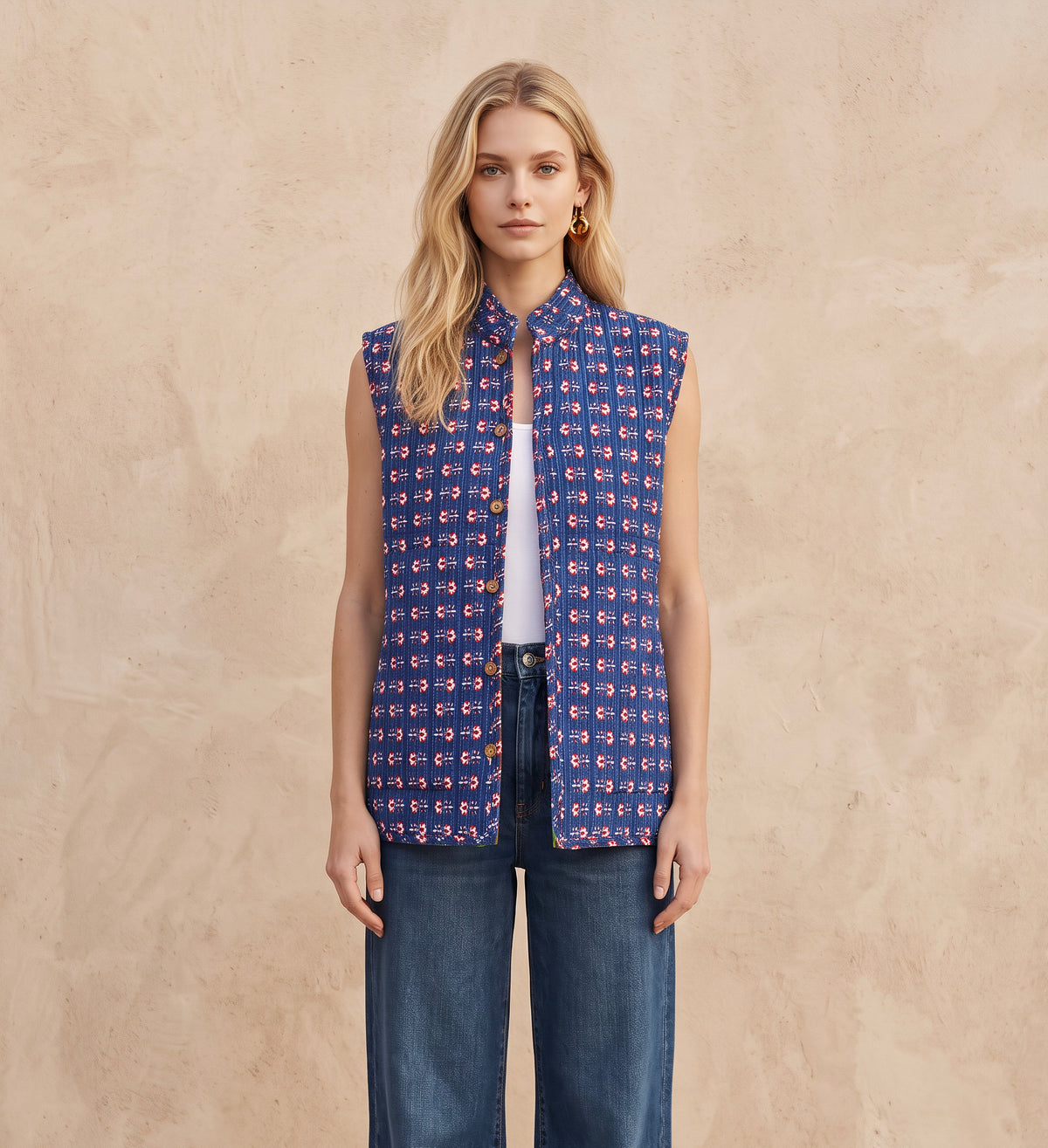 The Reversible Artisan Silk Jacket| Blue Back