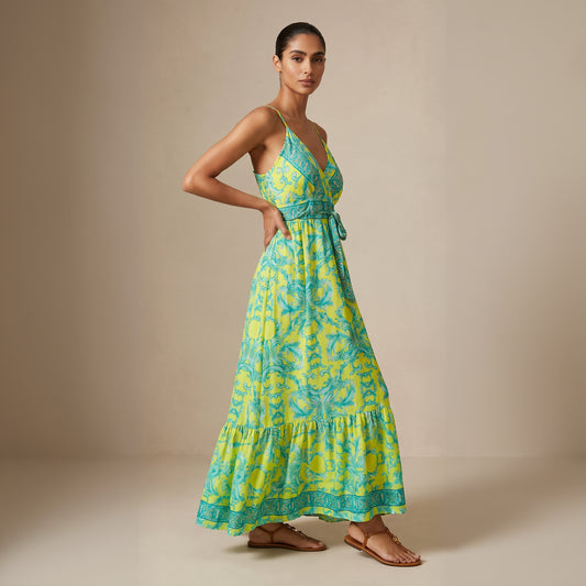 The Aurelia Silk Dress Green Canary