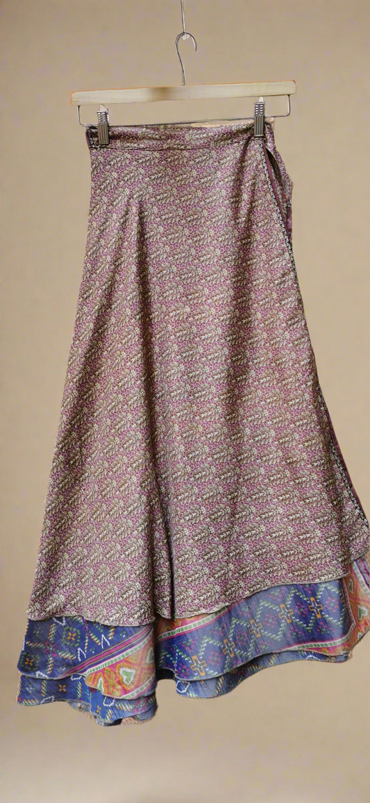 Sol Silk Double layers Wrap Skirt