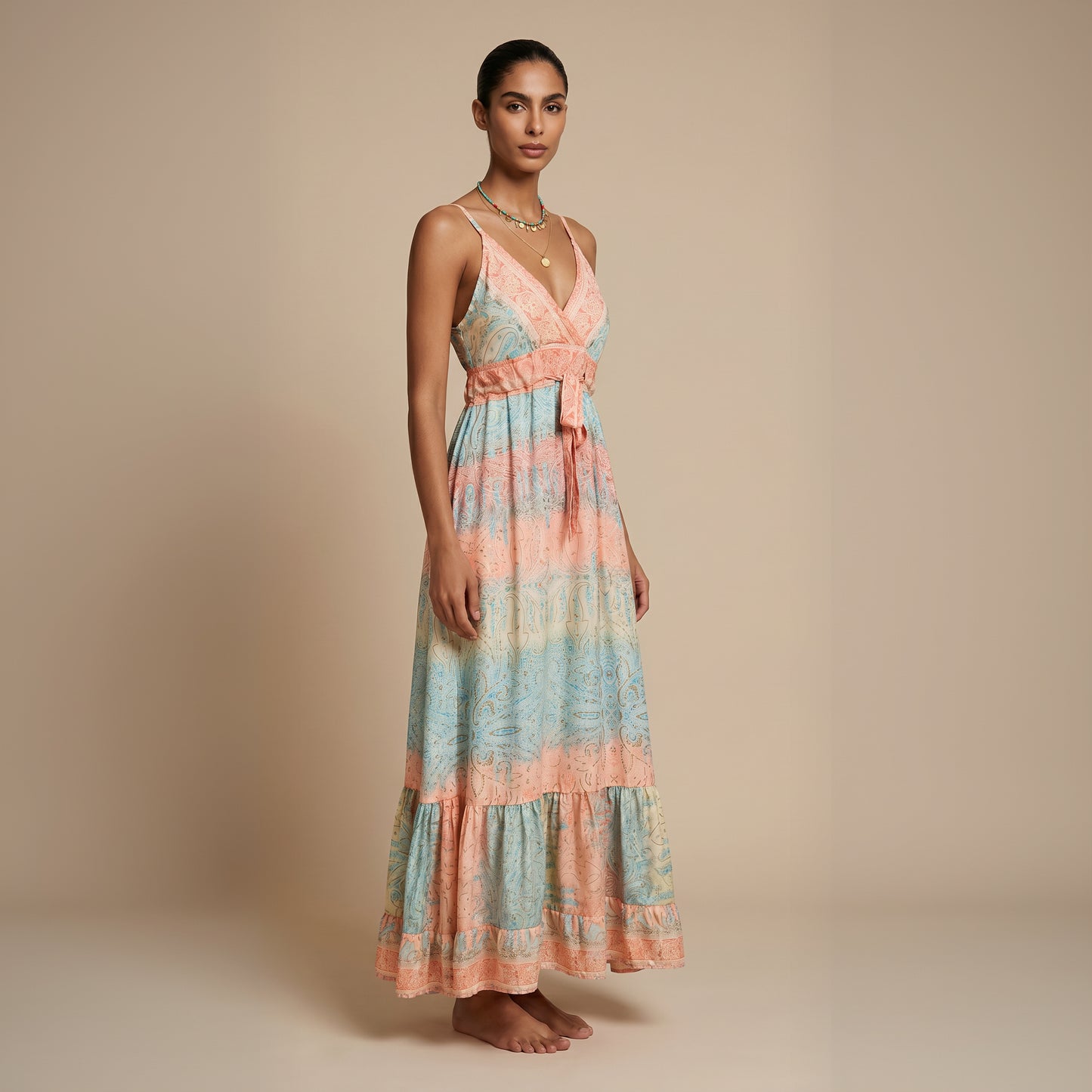 The Aurelia Silk Dress Peach