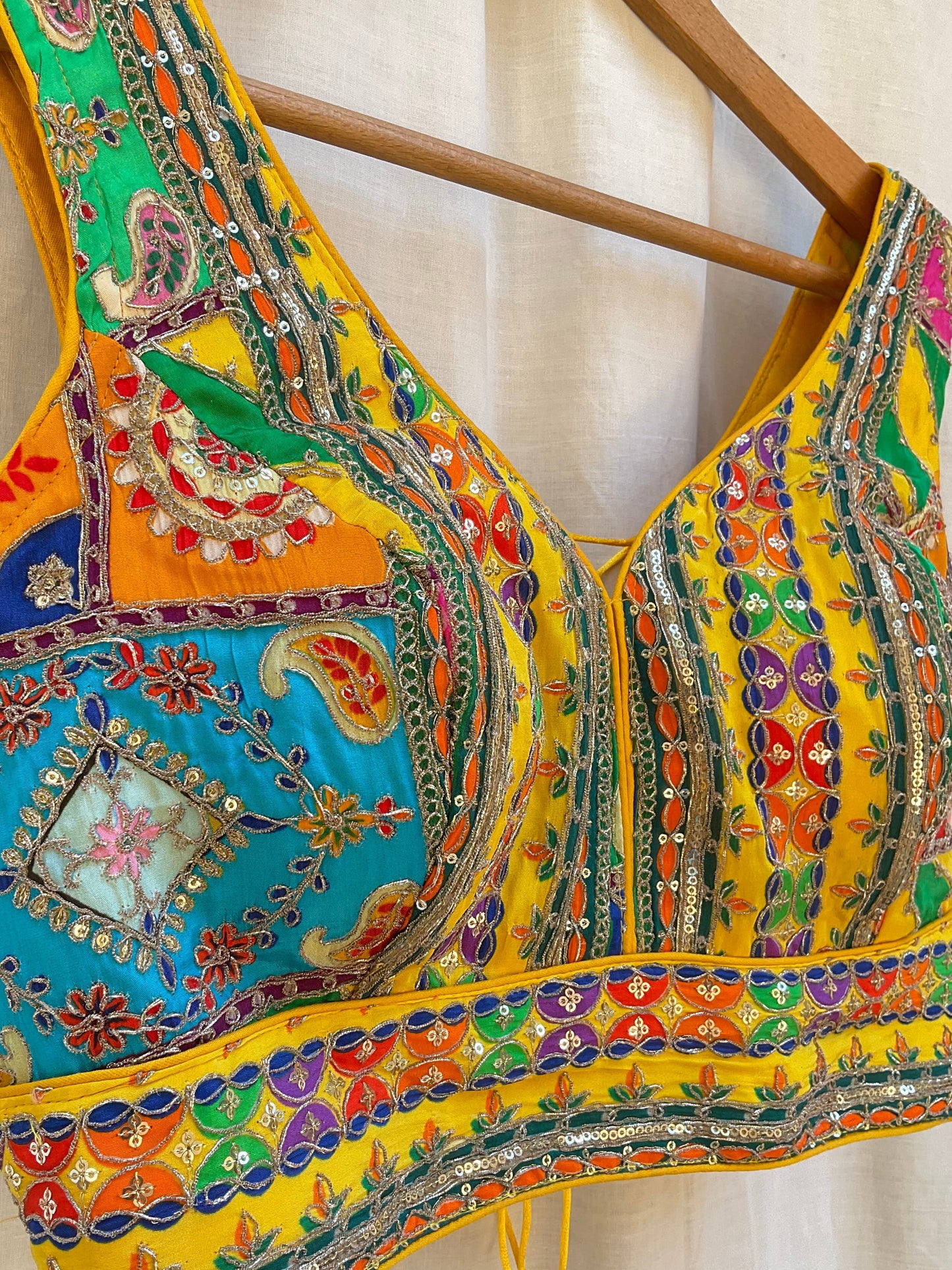 The Maya Embroidered Silk Bustier| Yellow
