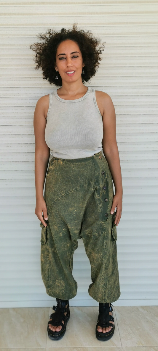 Lucia Heavy Cotton Pant In Green
