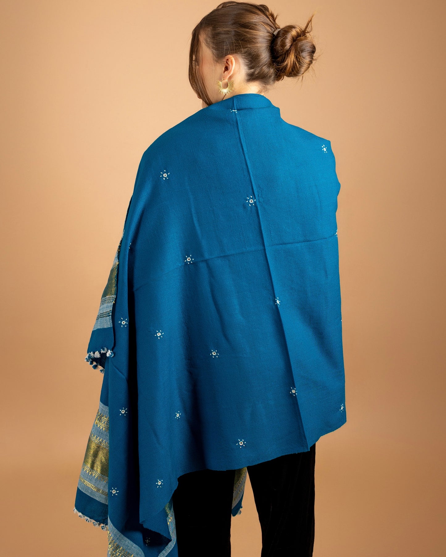 The Desert Shimmer Hand Loom Shawl| Turquoise