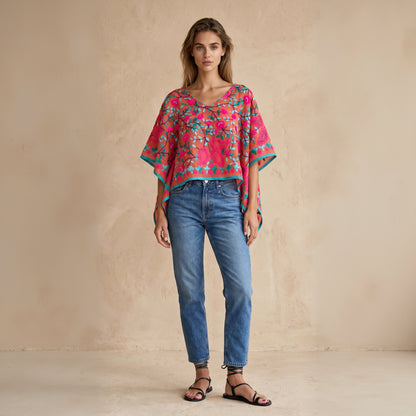 Azmiralda Hand Embroidered Top| Watermelon