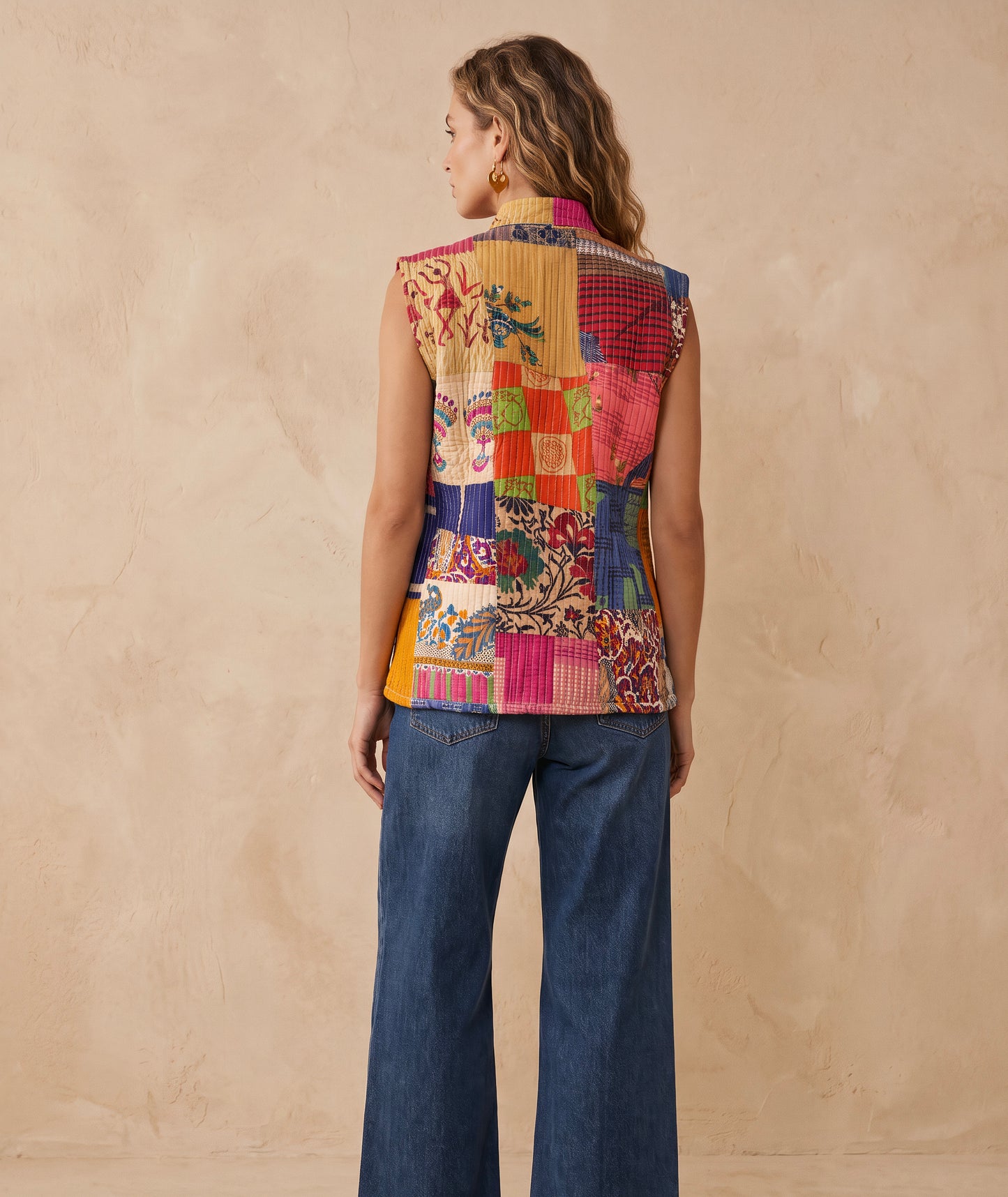 The Reversible Artisan Silk Jacket| Blue Backk
