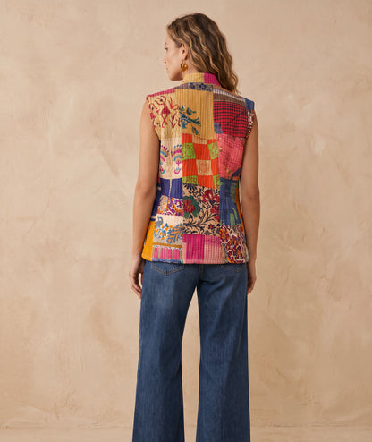 The Reversible Artisan Silk Jacket| Blue Backk