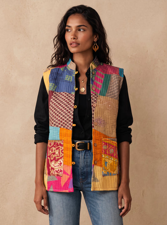 The Reversible Artisan Silk Jacket| Orange Blossom Back