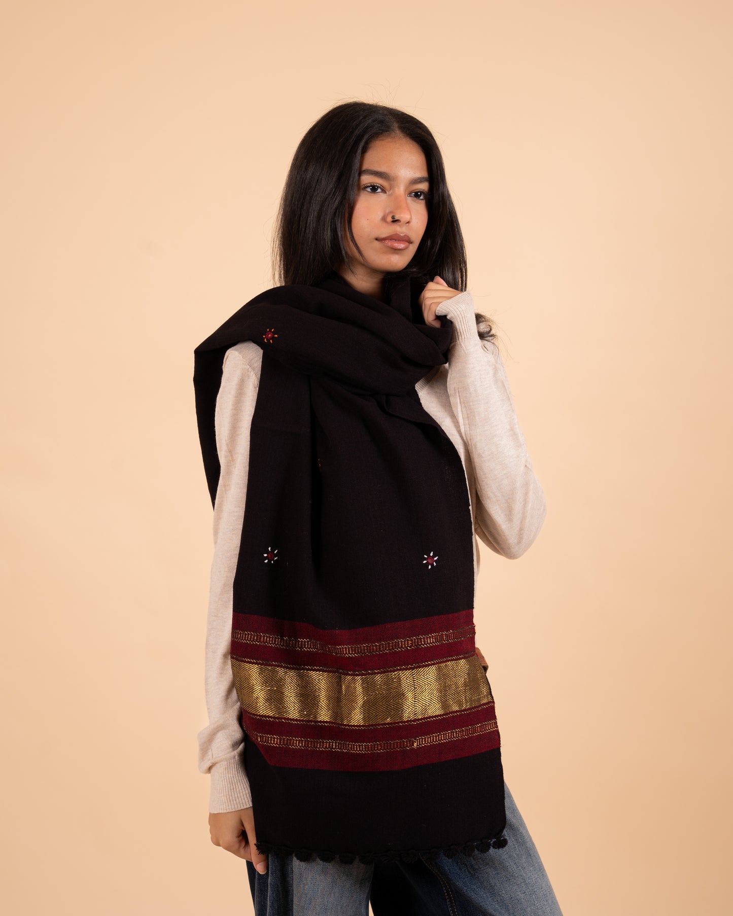 The Desert Shimmer Shawl| Black