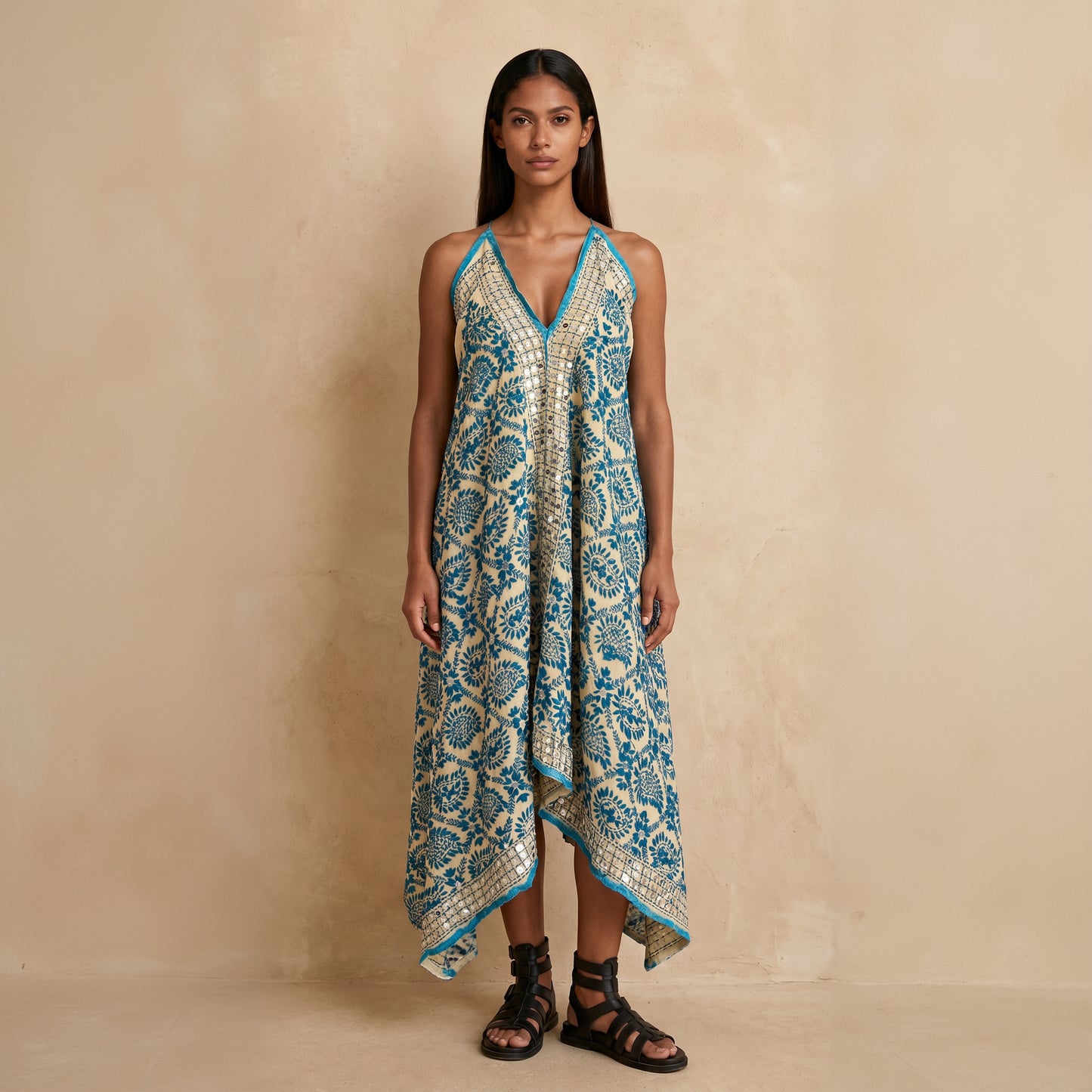 Iris Hand Embroidered Backless Dress