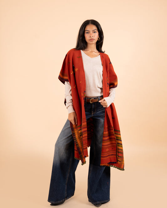Ishtar Hand-Loomed Cape| Ember