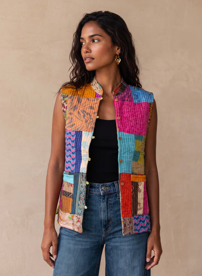The Reversible Artisan Silk Jacket| Light Green Back