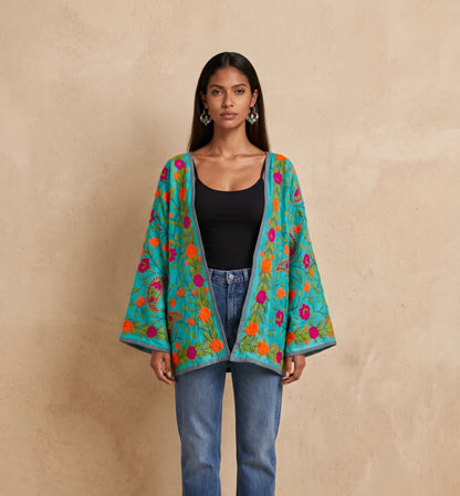 The Artisan Cardigan| Silk Turquoise