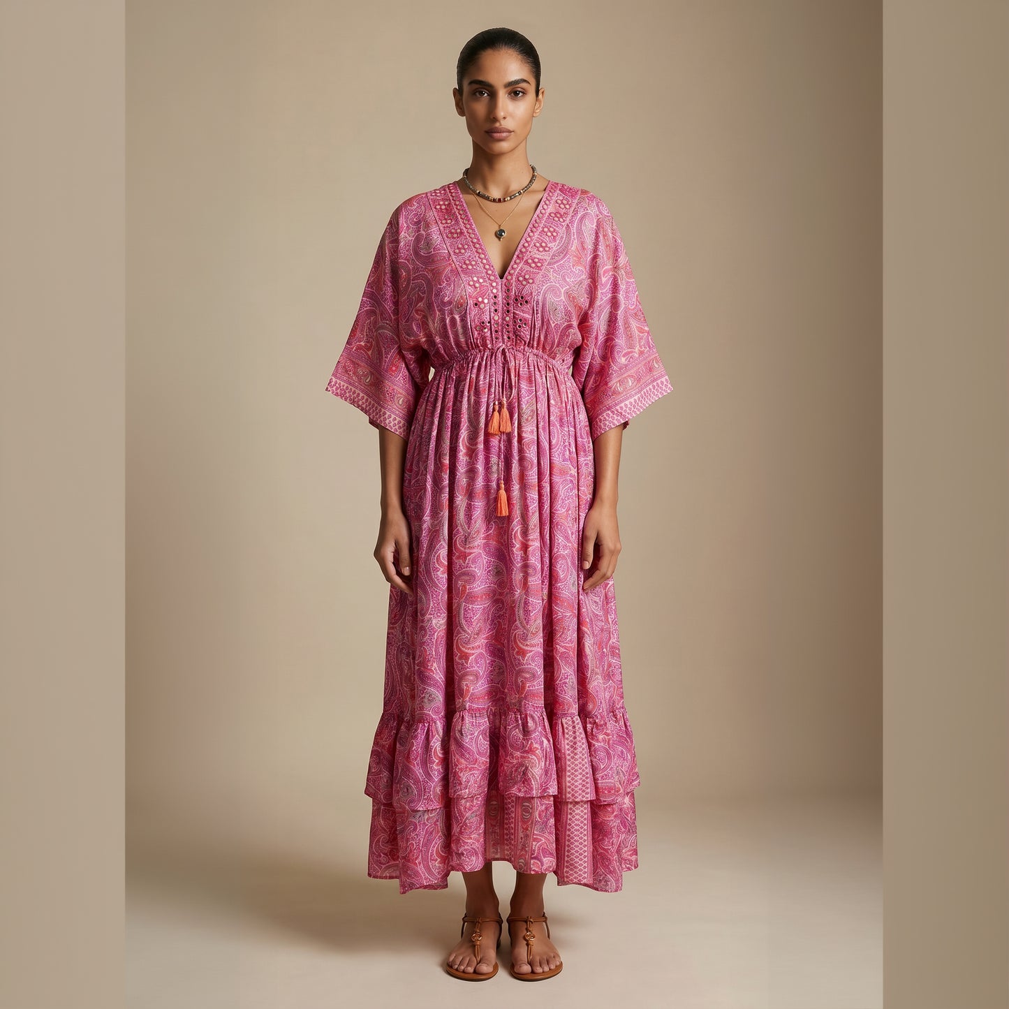 Fuchsia Paisley Silk Dress
