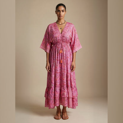 Fuchsia Paisley Silk Dress