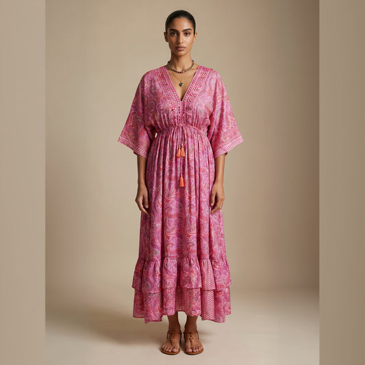 Fuchsia Paisley Silk Dress