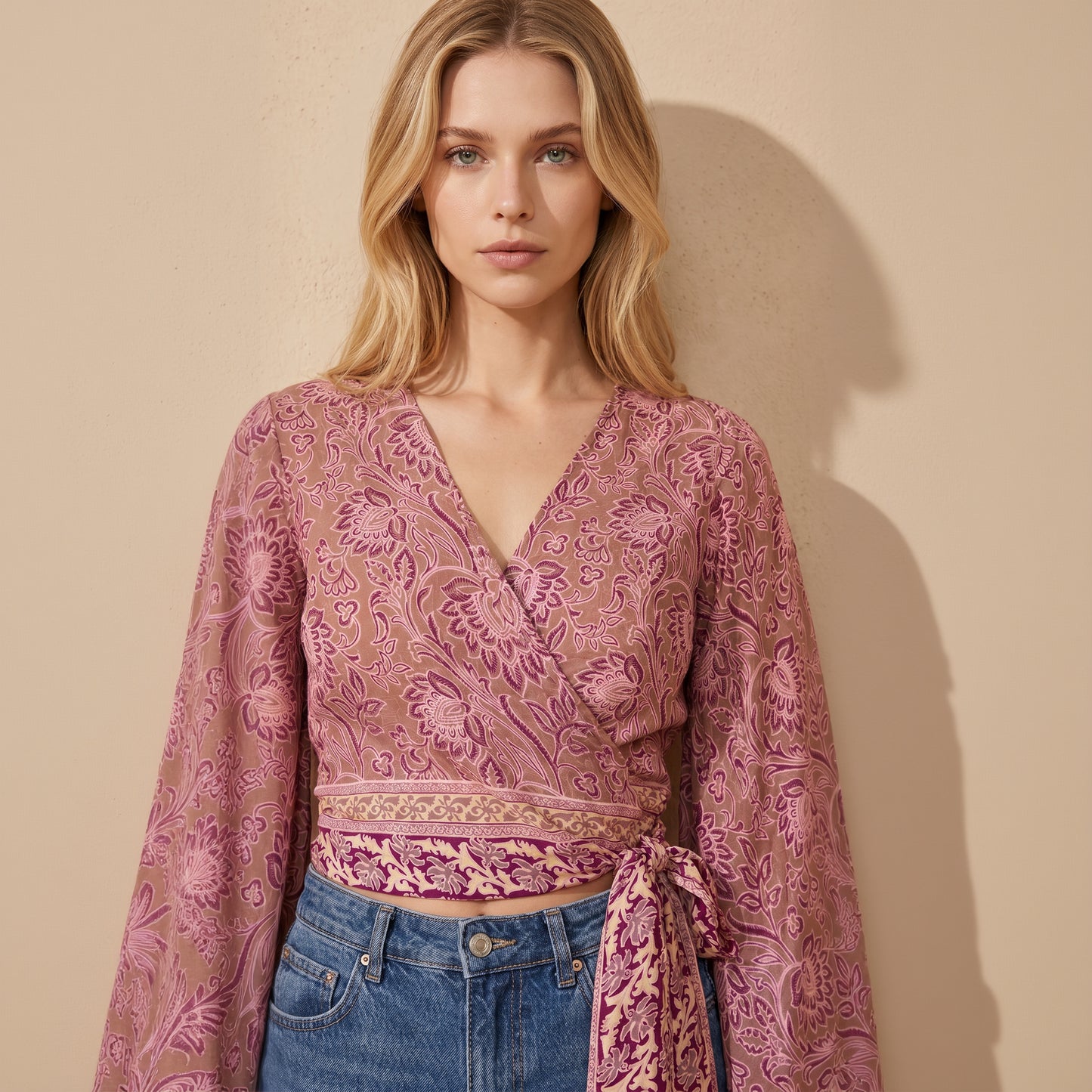 The Aria Silk Wrap Top