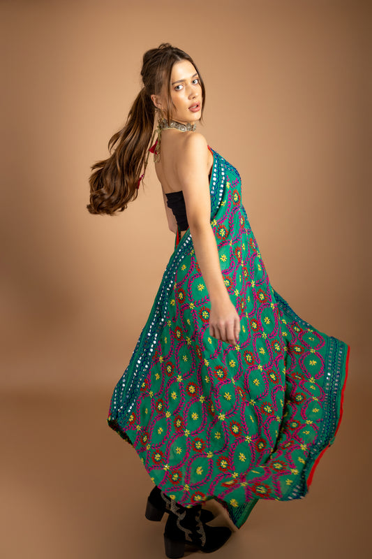 Jana Hand Embroidered Backless Dress