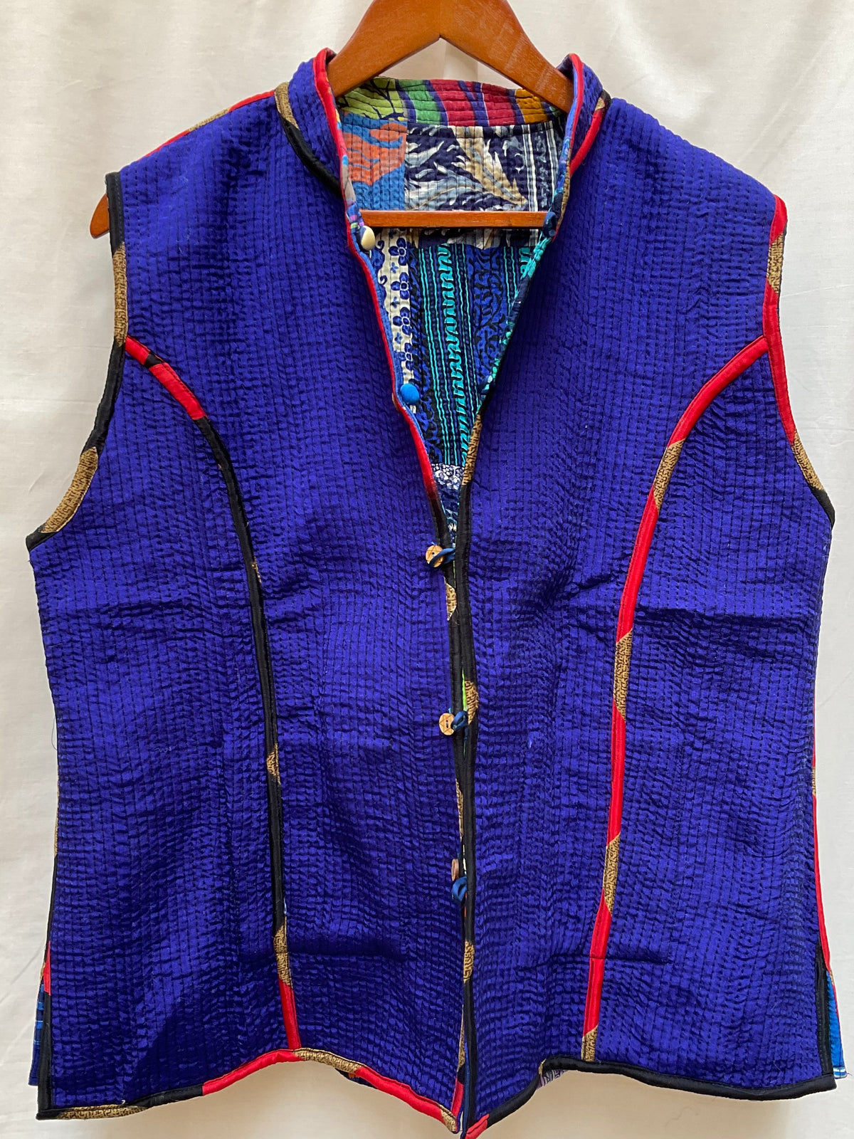 The Reversible Artisan Silk Jacket| Navy Blue Back