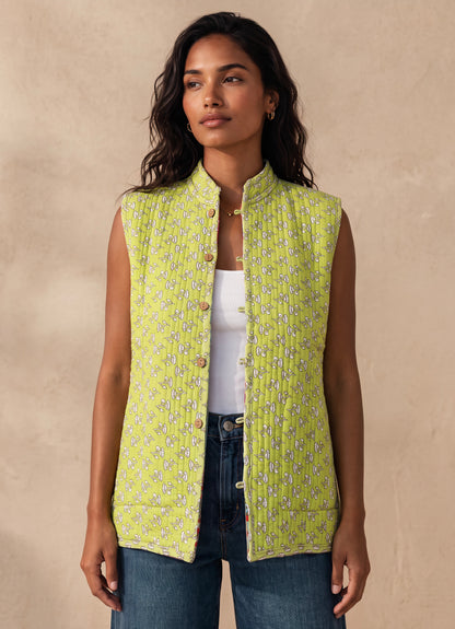 The Reversible Artisan Silk Jacket| Light Green Back